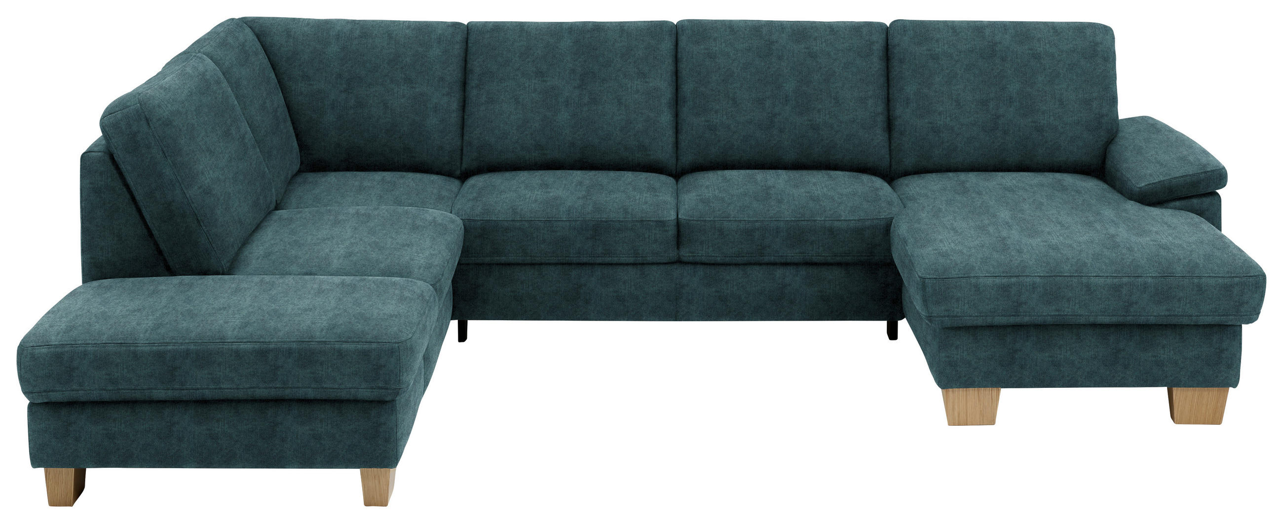 WOHNLANDSCHAFT in Velours Petrol  - Eichefarben/Petrol, Konventionell, Holz/Textil (167/316/235cm) - Beldomo System