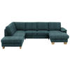 WOHNLANDSCHAFT in Velours Petrol  - Eichefarben/Petrol, Konventionell, Holz/Textil (167/316/235cm) - Beldomo System
