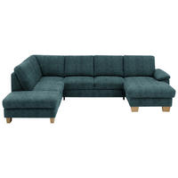 WOHNLANDSCHAFT in Velours Petrol  - Eichefarben/Petrol, Konventionell, Holz/Textil (167/316/235cm) - Beldomo System