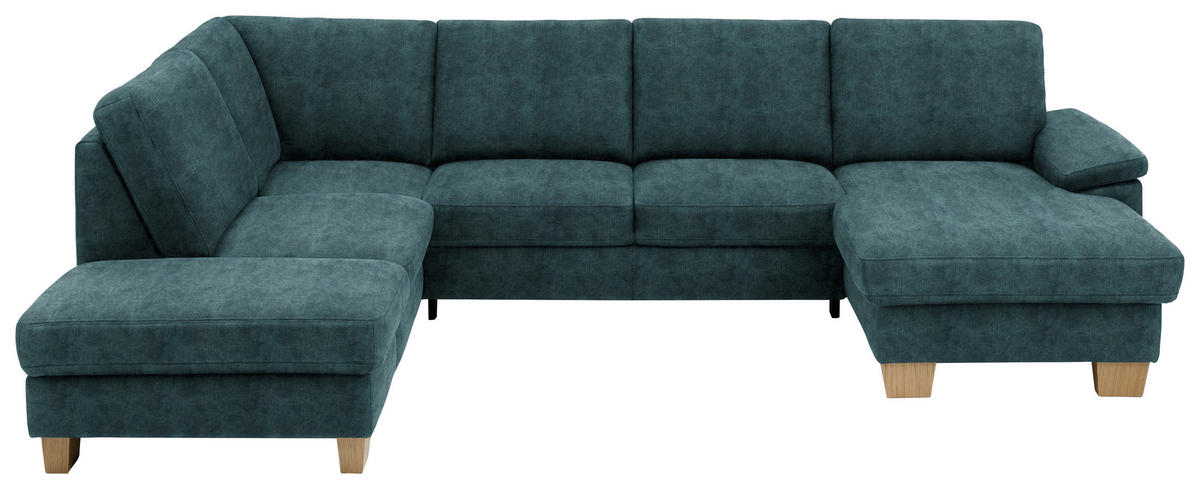 WOHNLANDSCHAFT in Velours Petrol  - Eichefarben/Petrol, Konventionell, Holz/Textil (167/316/235cm) - Beldomo System