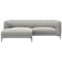 ECKSOFA Grau Chenille, Webstoff, Flachgewebe  - Schwarz/Grau, Design, Holz/Textil (149/211cm) - Livetastic