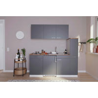 KÜCHENBLOCK 180 cm   in Grau  - Weiss/Nussbaumfarben, Basics, Holzwerkstoff/Kunststoff (180cm) - Respekta