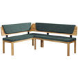ECKBANK 155/195 cm Webstoff Türkis, Eichefarben Eiche vollmassiv   - Türkis/Eichefarben, KONVENTIONELL, Holz/Textil (155/195cm) - Linea Natura