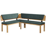 ECKBANK 155/195 cm Webstoff Türkis, Eichefarben Eiche vollmassiv   - Türkis/Eichefarben, KONVENTIONELL, Holz/Textil (155/195cm) - Linea Natura