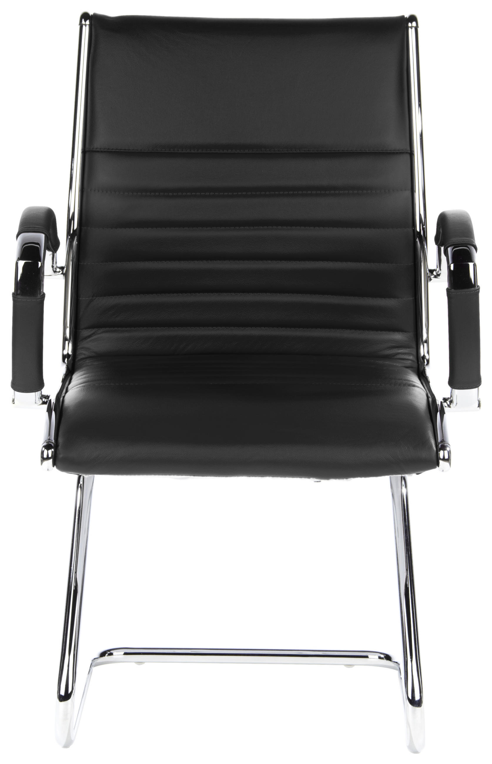 BESÖKSSTOL  i läderimitation svart, kromfärg  - kromfärg/svart, Modern, metall/läder (62/94/46cm) - MID.YOU