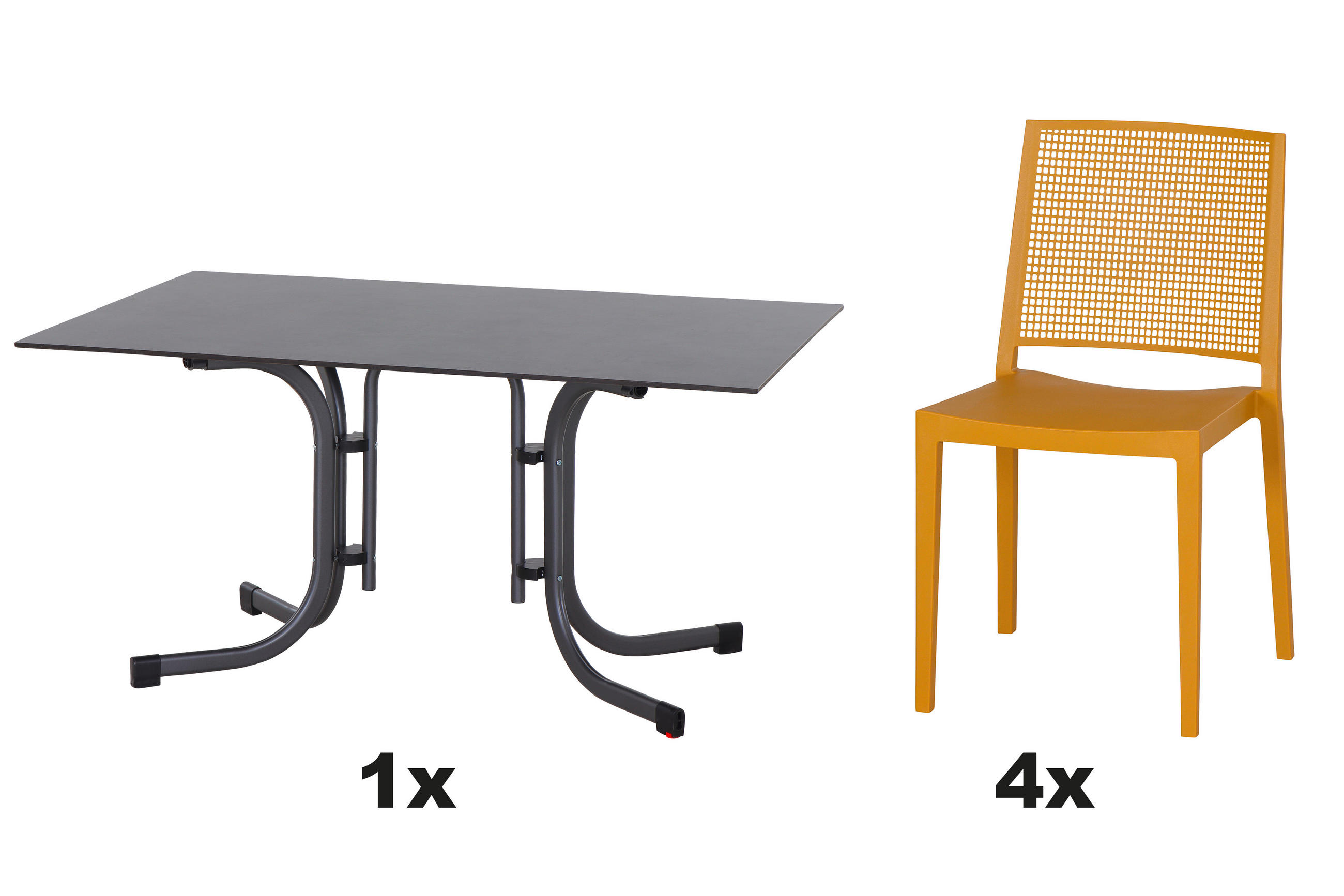 GARTENGARNITUR 5-teilig  - Gelb, Basics, Holzwerkstoff/Kunststoff (90/80/140cm) - Siena Garden