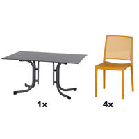 GARTENGARNITUR 5-teilig  - Gelb, Basics, Holzwerkstoff/Kunststoff (90/80/140cm) - Siena Garden