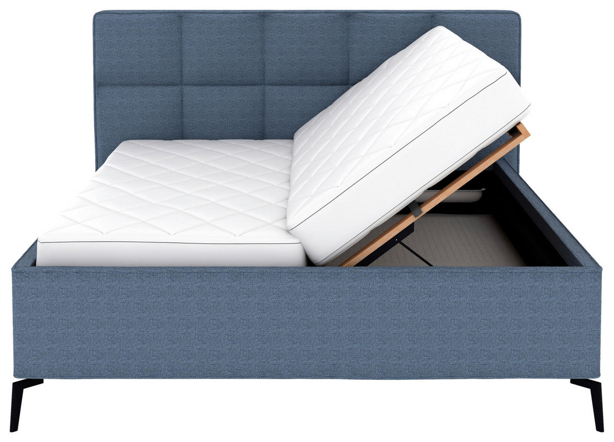 POLSTERBETT Bettkasten, motorische Verstellbarkeit, Fernbedienung, Lattenroste, Matratzen 180/200 cm  in Blau  - Blau/Schwarz, KONVENTIONELL, Holz/Textil (180/200cm) - Musterring