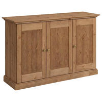 KOMMODE , 142/91/45 cm, 3 Schublade(n)  - Eichefarben/Silberfarben, KONVENTIONELL, Holz/Metall (142/91/45cm) - Linea Natura