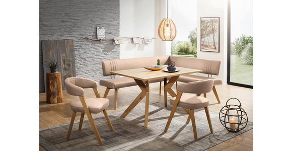 ECKBANK 220/180 cm in Beige, Wildeiche - Wildeiche/Eichefarben, Design, Holz/Textil (220/180cm) - Venda