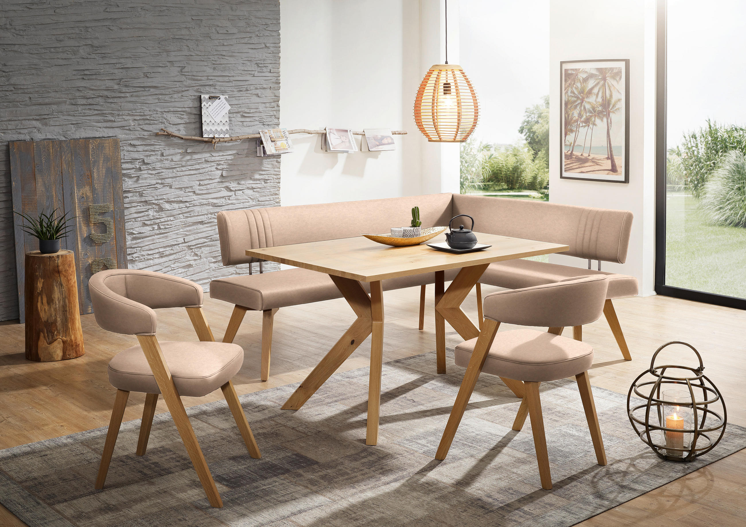 ECKBANK 170/160 cm  in Beige, Wildeiche  - Wildeiche/Eichefarben, Design, Holz/Textil (170/160cm) - Venda