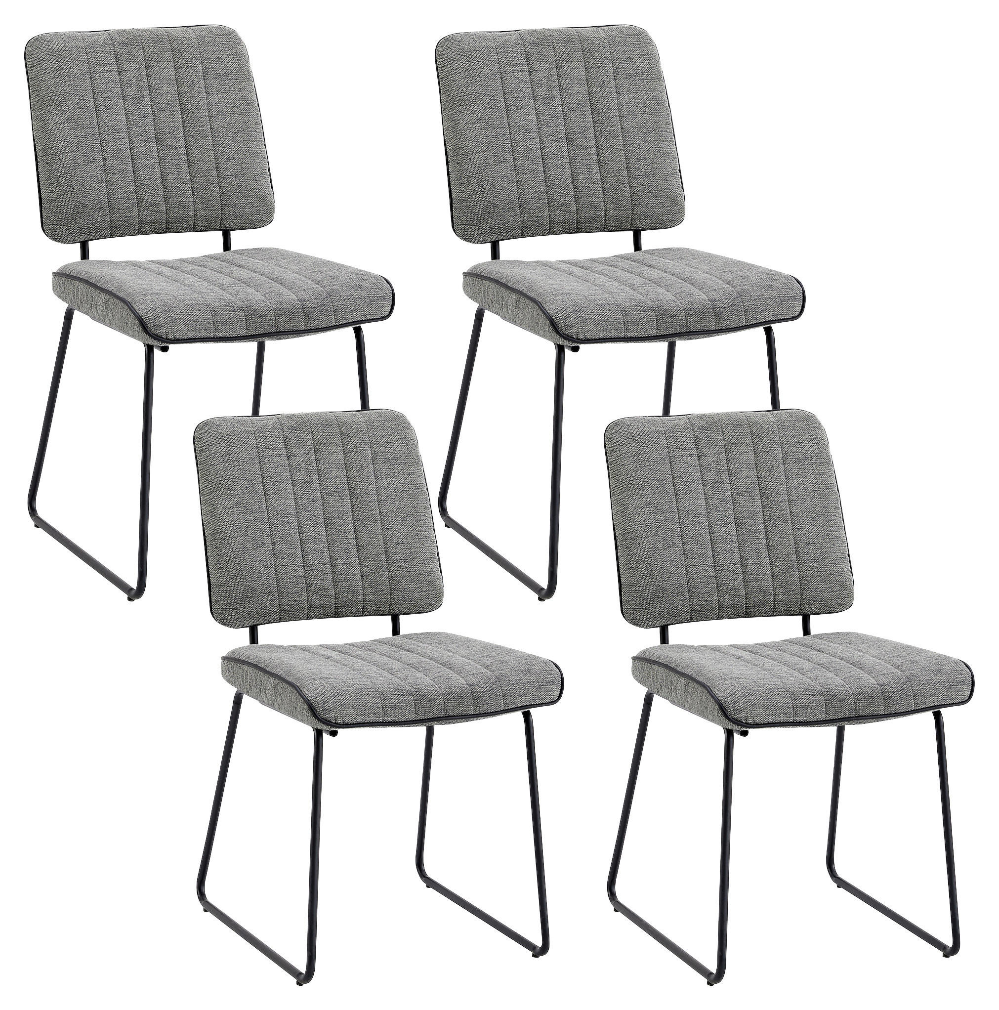 STUHL-SET 2 Stück  in Stahl Webstoff  - Schwarz/Grau, MODERN, Textil/Metall (45/83/61cm) - MID.YOU