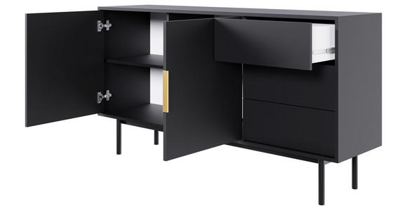 SIDEBOARD Viva in 154/82/39 cm - Goldfarben/Schwarz, Design, Holzwerkstoff/Metall (154/82/39cm) - Xora