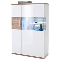 HIGHBOARD Colombo  in 90/135/37 cm  - Eichefarben/Weiß, Design, Glas/Holzwerkstoff (90/135/37cm) - Livetastic