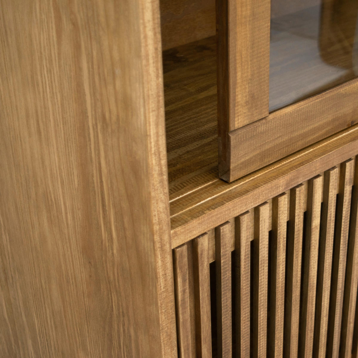 VITRINE in massiv Kiefer Eichefarben  - Eichefarben, MODERN, Holz (166/182/42cm) - MID.YOU