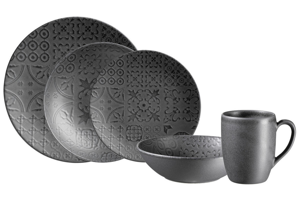 KOMBISERVICE Traditional Tiles 10-teilig  - Schwarz, Basics, Keramik - Mäser