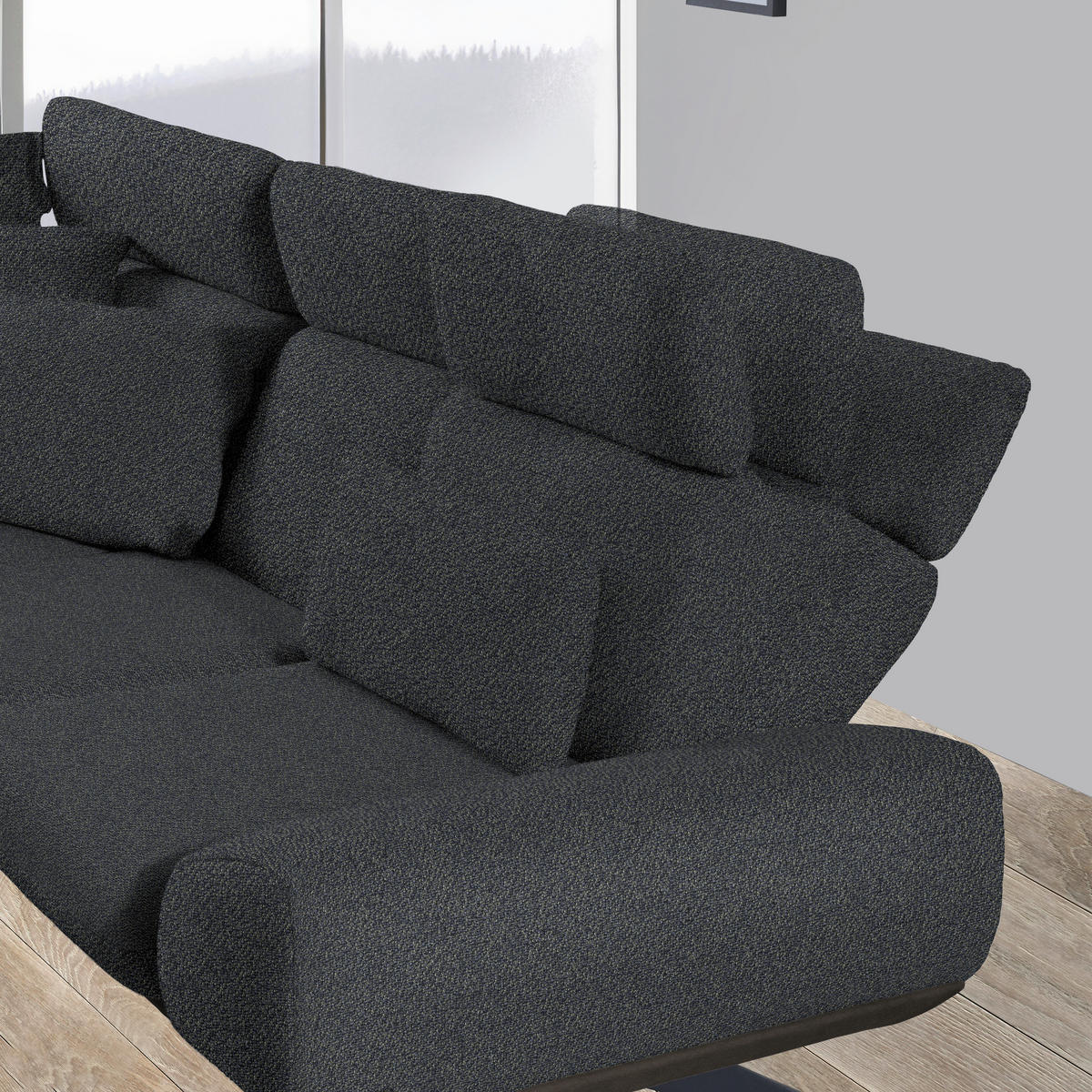 ECKSOFA in Flachgewebe Graublau  - Graublau/Dunkelgrau, Design, Textil/Metall (239/270cm) - Koinor