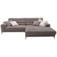 SEDEŽNA GARNITURA, gladka tkanina svetlo rjava  - svetlo rjava/črna, Design, kovina/tekstil (296/207cm) - Pure Home Lifestyle