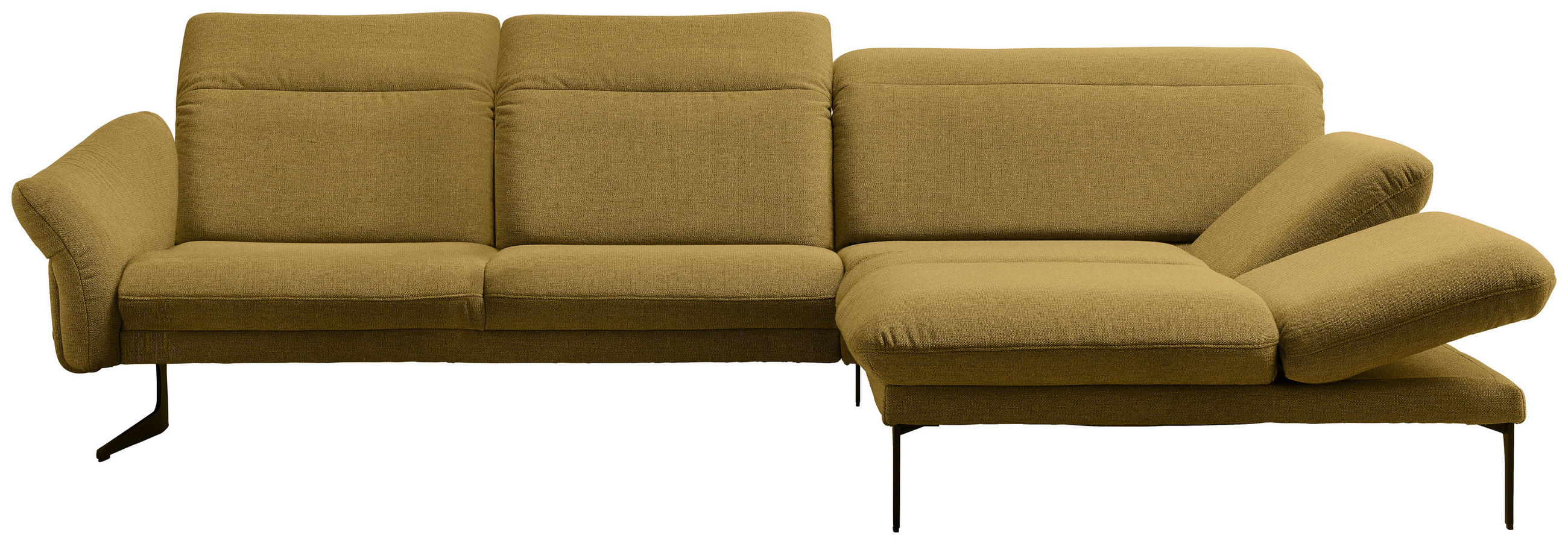 ECKSOFA in Webstoff Currygelb  - Currygelb/Anthrazit, Design, Textil/Metall (299/203cm) - Himolla