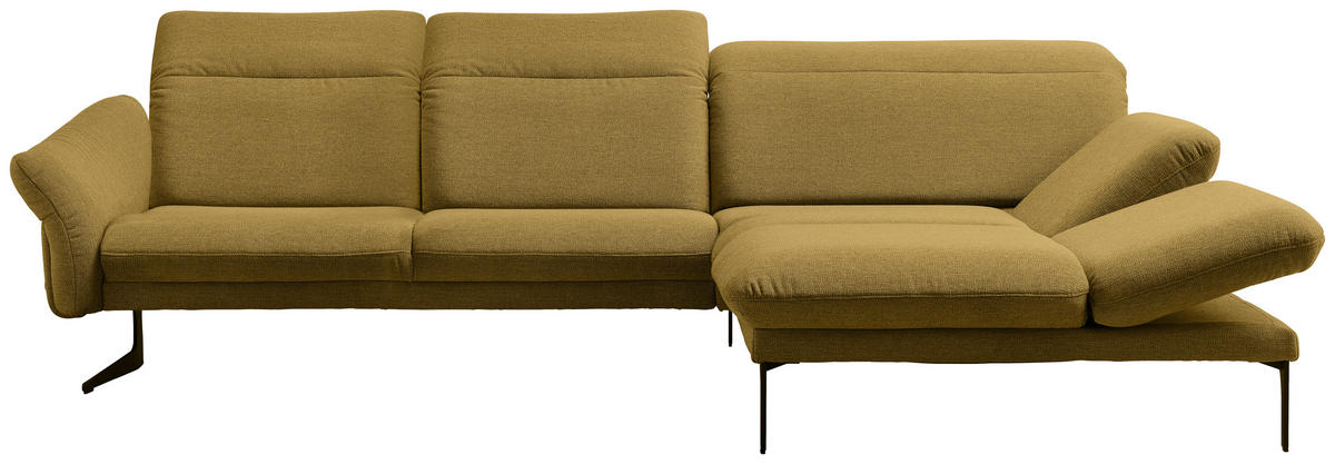 ECKSOFA in Webstoff Currygelb  - Currygelb/Anthrazit, Design, Textil/Metall (299/203cm) - Himolla
