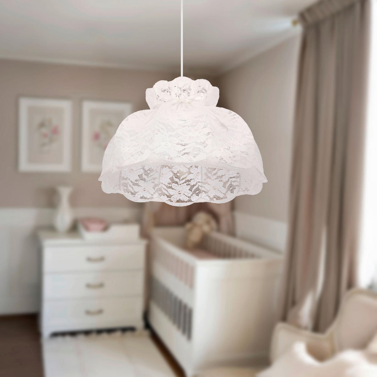 PENDELLEUCHTE 52/52/130 cm  - Weiß, KONVENTIONELL, Textil/Metall (52/52/130cm)