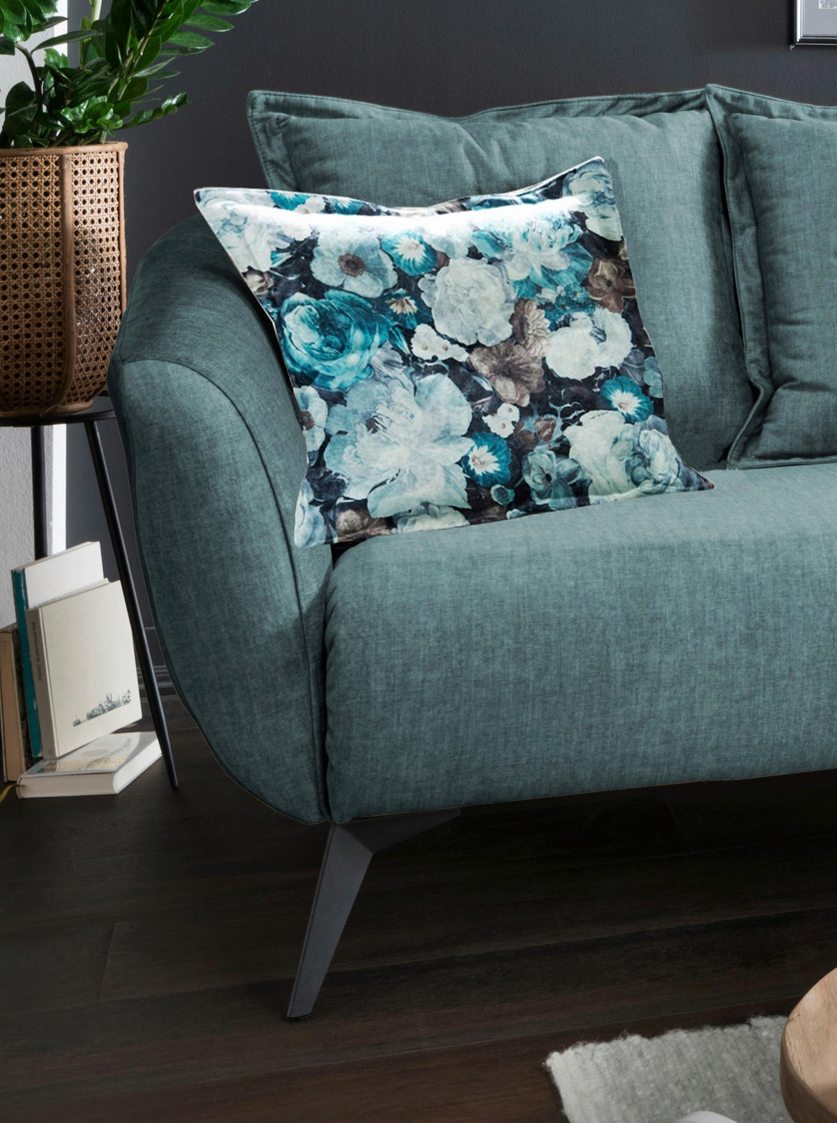 ECKSOFA in Velours Blau, Multicolor  - Blau/Multicolor, Modern, Holz/Textil (277/162cm) - Livetastic
