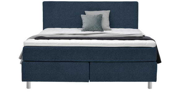 BOXSPRINGBETT 180/200 cm  in Blau  - Chromfarben/Blau, KONVENTIONELL, Kunststoff/Textil (180/200cm) - Voleo