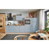 KÜCHENBLOCK PN 105 340 cm  in Eichefarben, Kaschmir, Pastellblau  - Kaschmir/Edelstahlfarben, Design, Holzwerkstoff/Metall (340cm) - Pino