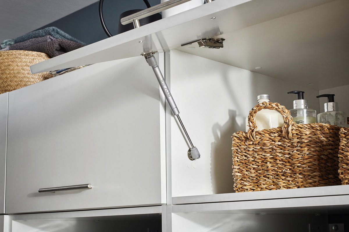 WASCHMASCHINENSCHRANK 67,5/200/67,5 cm  - Silberfarben/Weiß, Design, Holzwerkstoff/Metall (67,5/200/67,5cm)