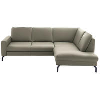 ECKSOFA in Echtleder Hellgrau  - Hellgrau/Schwarz, Design, Leder/Metall (250/194cm) - Beldomo Premium