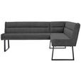 ECKBANK 217/159 cm Webstoff Schwarz, Dunkelgrau - Dunkelgrau/Schwarz, Design, Textil/Metall (217/159cm) - Novel