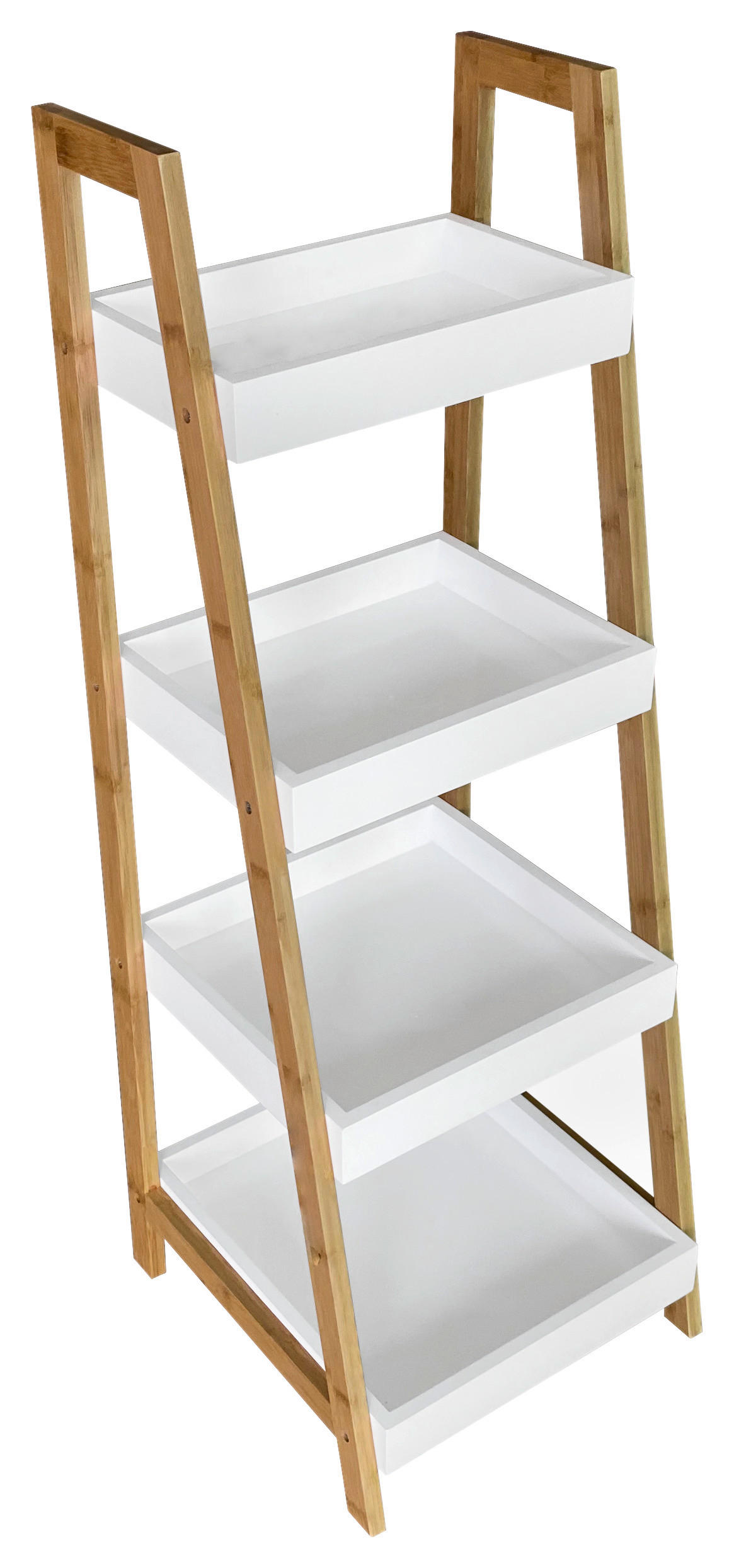 Regal Liane 2 B: 34 cm Bambus Massiv/Weiß