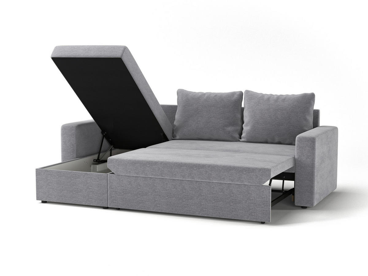 ECKSOFA Flachgewebe Graubraun  - Graubraun/Schwarz, Design, Kunststoff/Textil (151/230cm) - MID.YOU