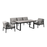 LOUNGEGARNITUR 4-teilig   210/80/86 cm Aluminium  - Anthrazit/Grau, LIFESTYLE, Stein/Textil (210/80/86cm) - Ambia Garden