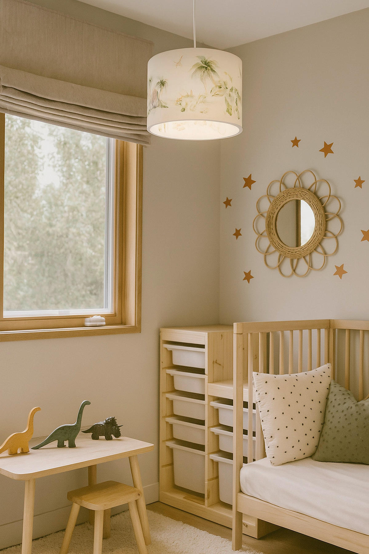 KINDERHÄNGELEUCHTE Jurassic  - Weiß, Basics, Holz (35/35/20cm)