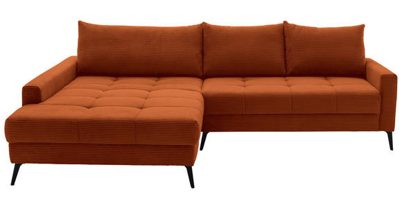 ECKSOFA  in Cord Dunkelorange  173/280 cm  - Dunkelorange/Schwarz, KONVENTIONELL, Textil/Metall (173/280cm) - Hom`in