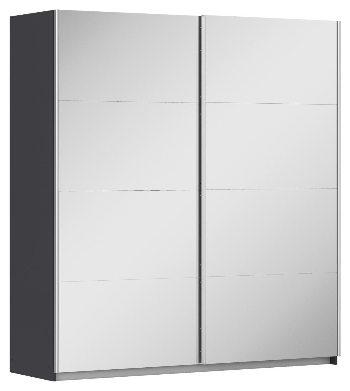 SCHWEBETÜRENSCHRANK Graphitfarben, Silberfarben  - Silberfarben/Alufarben, Modern, Holzwerkstoff/Metall (181/197/61cm) - Rauch Möbel