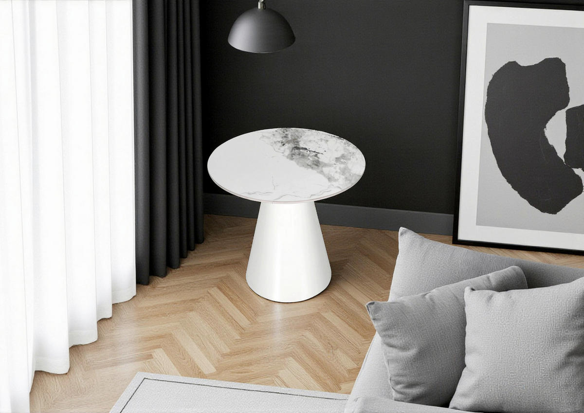 ODKLÁDACÍ STOLEK, bílá - bílá, Design, kov/keramika (50/46cm) - Carryhome