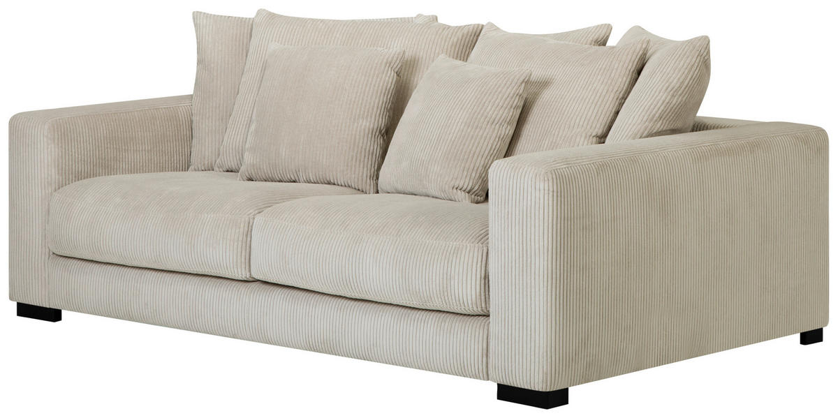 2,5-SITS SOFFA i manchester beige  - beige/svart, Klassisk, trä/textil (198/83/126cm) - Pure Home Comfort