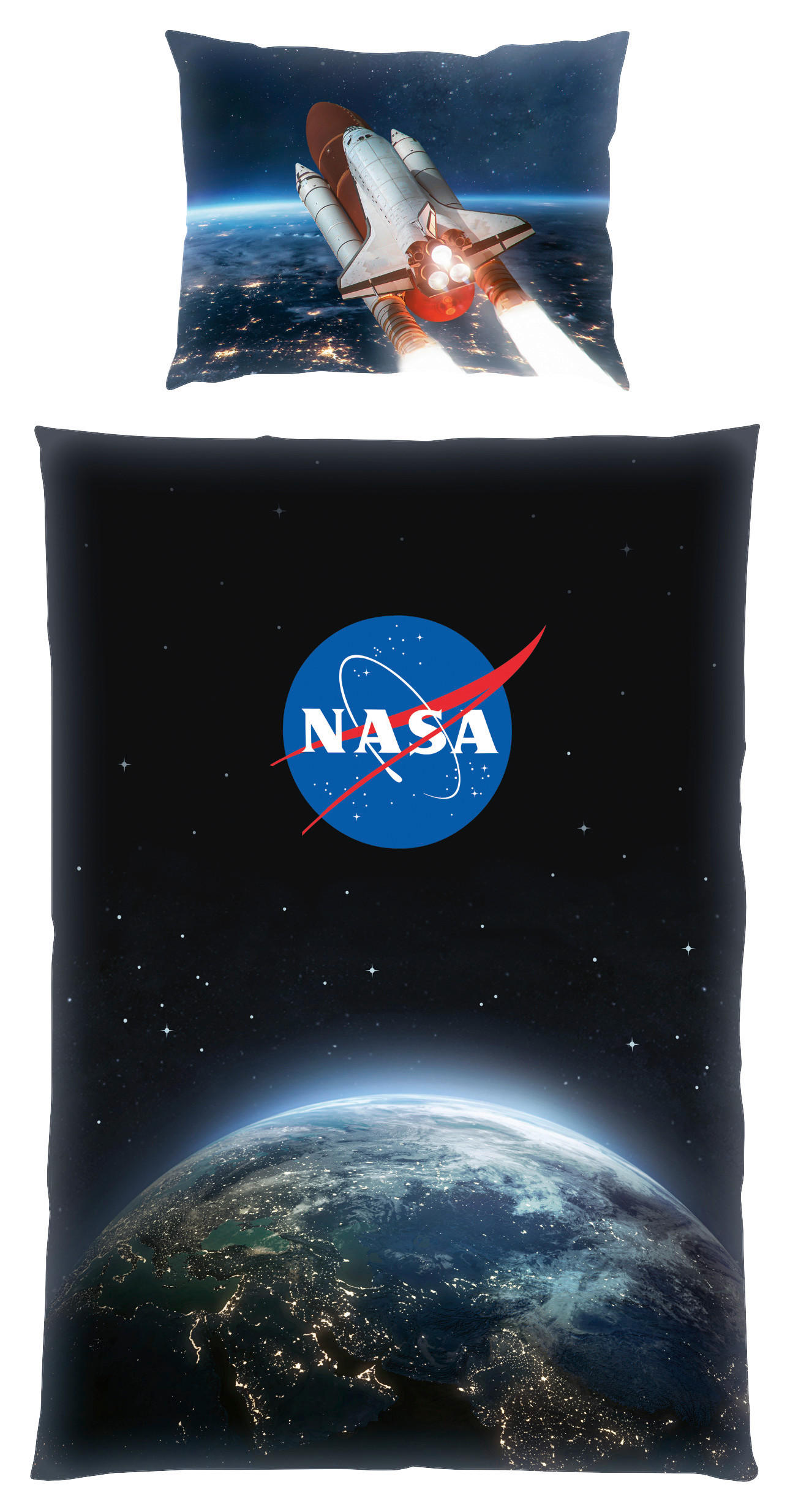 DETSKÉ OBLIEČKY NASA 140/200 cm  - modrá/čierna, Konventionell, textil (140/200cm)