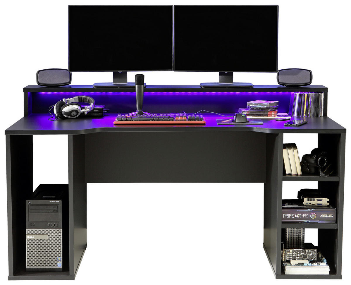 GAMINGTISCH Schwarz  - Schwarz, MODERN, Holzwerkstoff/Kunststoff (160/72/91cm) - MID.YOU