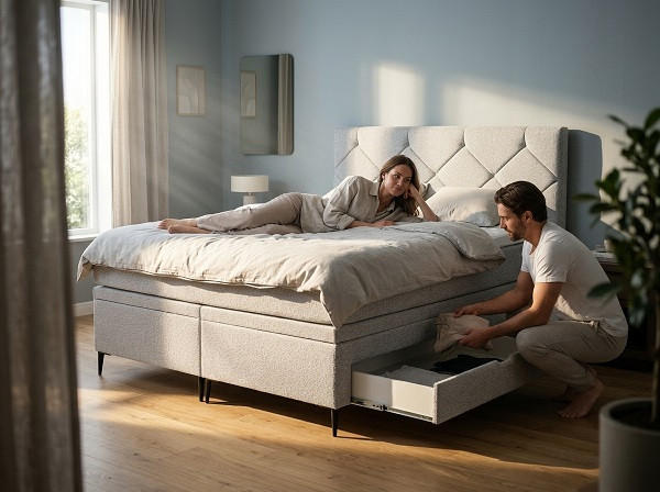 BOX KREVET 180/200 cm     svetlosiva  - svetlosiva/crna, Moderno, tekstil/drvo (180/200cm) - Hom`in