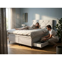 BOX KREVET 160/200 cm     svetlosiva  - svetlosiva/crna, Moderno, tekstil/drvo (160/200cm) - Hom`in