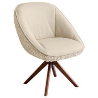 ARMLEHNSTUHL  Beinauswahl, Lederauswahl, Stoffauswahl, inklusive Armlehnen, automatische Rückholfunktion, gepolsterte Armlehnen, Sitzfläche 320° drehbar Hochflor Echtleder  - Nussbaumfarben/Creme, Design, Leder/Holz (61/89/70cm) - Koinor