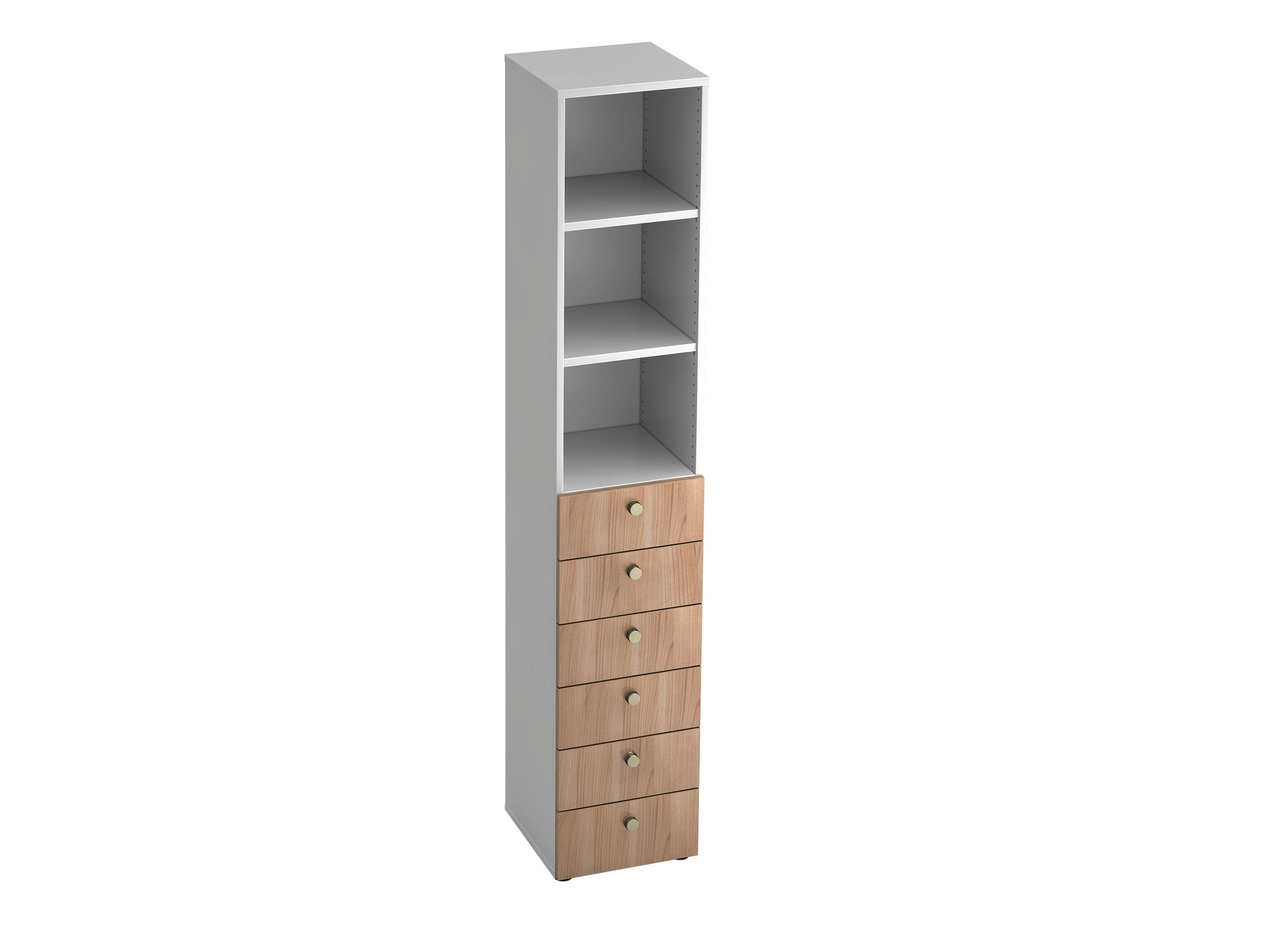 REGAL Weiß, Nussbaumfarben  - Nussbaumfarben/Alufarben, KONVENTIONELL, Holzwerkstoff/Metall (40/215,6/42cm) - Venda