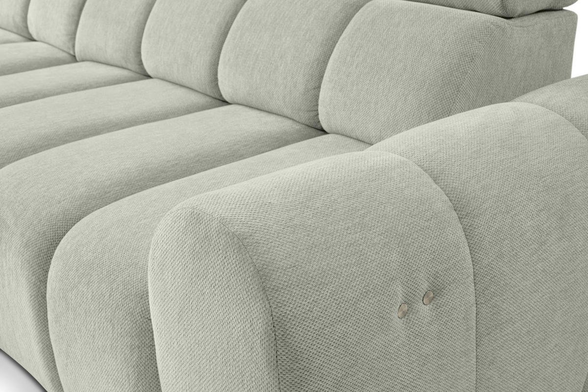 ECKSOFA Naturfarben Chenille Bettkasten, Rücken echt, Relaxfunktion, Kopfteilverstellung  - Schwarz/Naturfarben, Design, Kunststoff/Textil (152/290cm) - Stylife