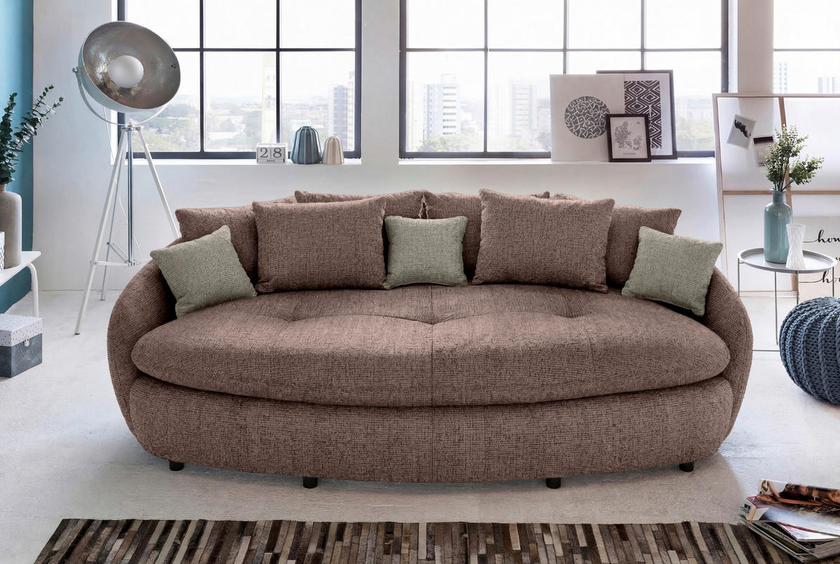 MEGASOFA Chenille Braun  - Schwarz/Braun, Trend, Kunststoff/Textil (238/80/140cm) - MID.YOU