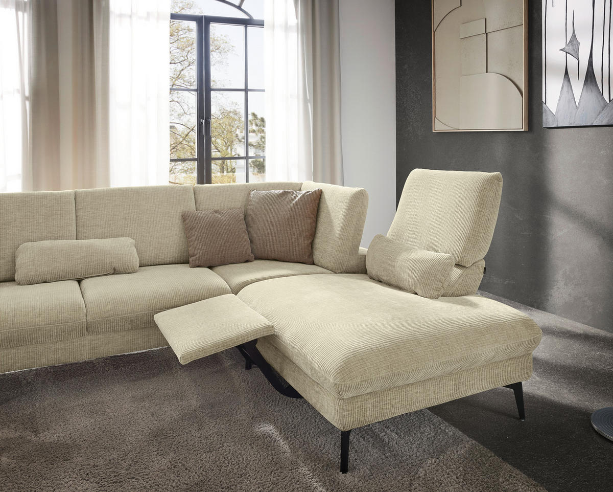 WOHNLANDSCHAFT in Webstoff Creme  - Creme/Schwarz, Design, Textil/Metall (157/354/208cm) - Dieter Knoll
