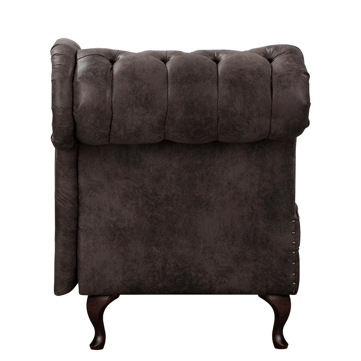 RÉCAMIERE Lederlook Schwarz  - Schwarz/Braun, Design, Holz/Textil (185/93/75cm) - Livetastic