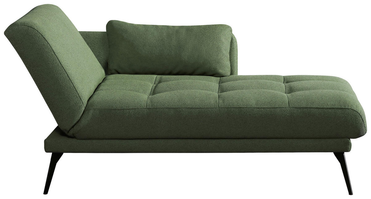 RÉCAMIERE in Dunkelgrün  - Dunkelgrün/Schwarz, KONVENTIONELL, Textil/Metall (200/85/106cm) - Novel